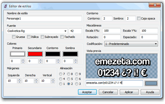 Aegisub, editor de estilos de subtítulos