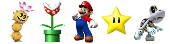 super mario chars pokey star piranha plant dry bones