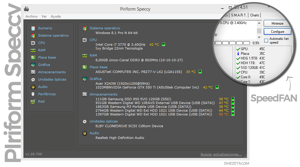 Piriform Speccy y SpeedFAN