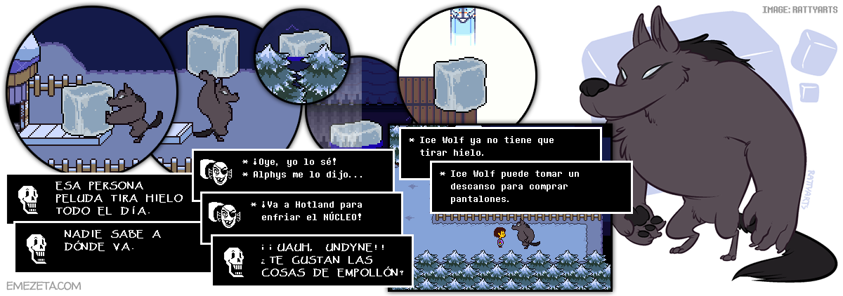 Ice Wolf, el lobo que lanza hielo en Snowdin