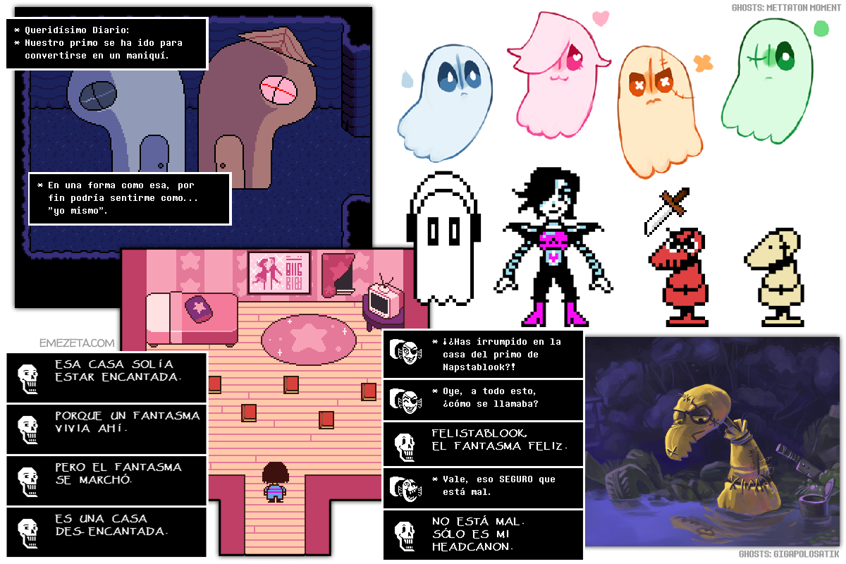La familia de Napstablook: Happstablook, Madstablook y Blankstablook