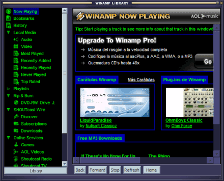 winamp media library